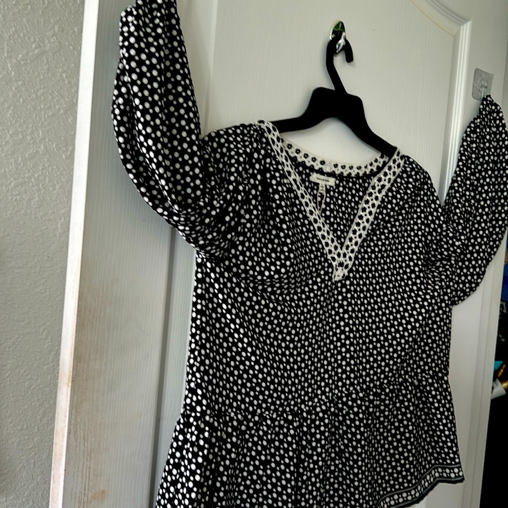 Black and white polka dot blouse